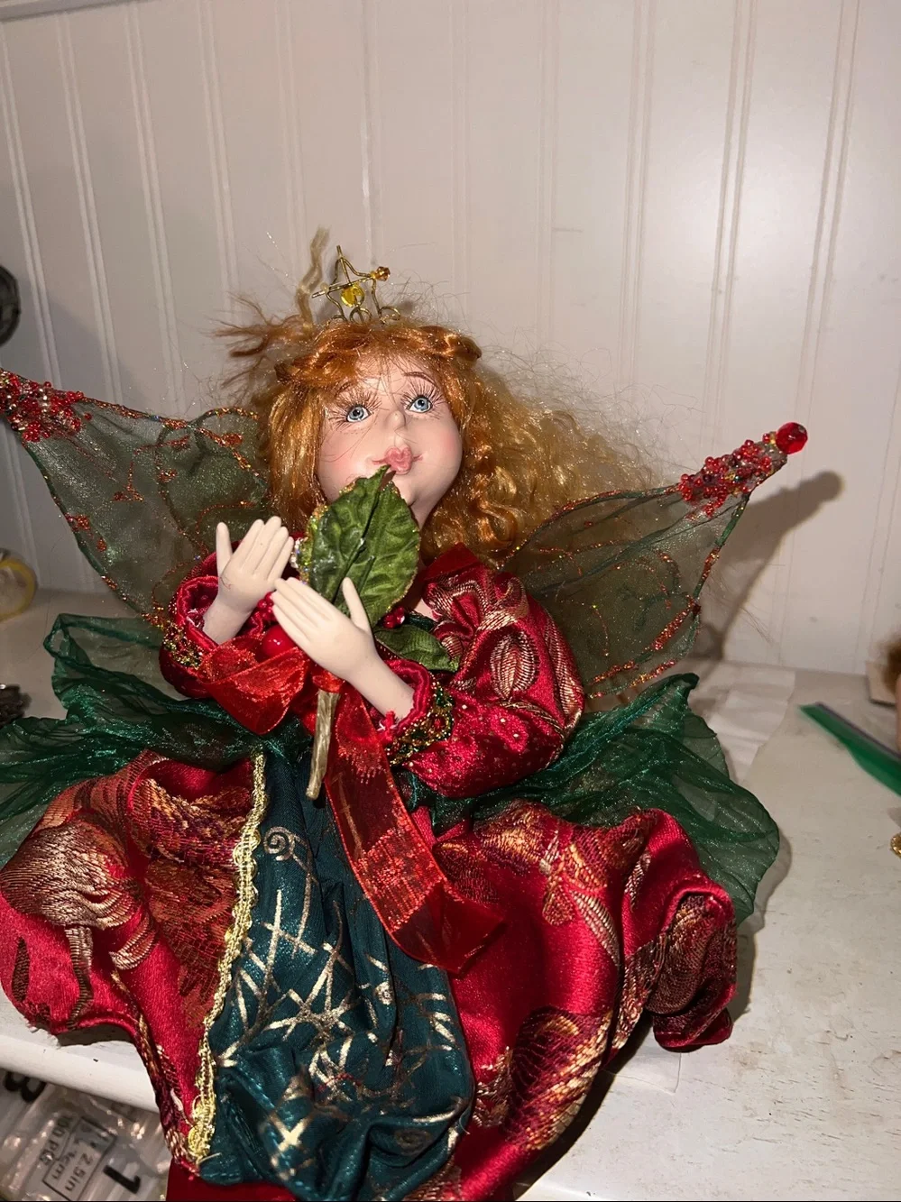 BrylaneHome Posable Christmas Pixie Fairy elf figurine 16” Shelf Sitter posable